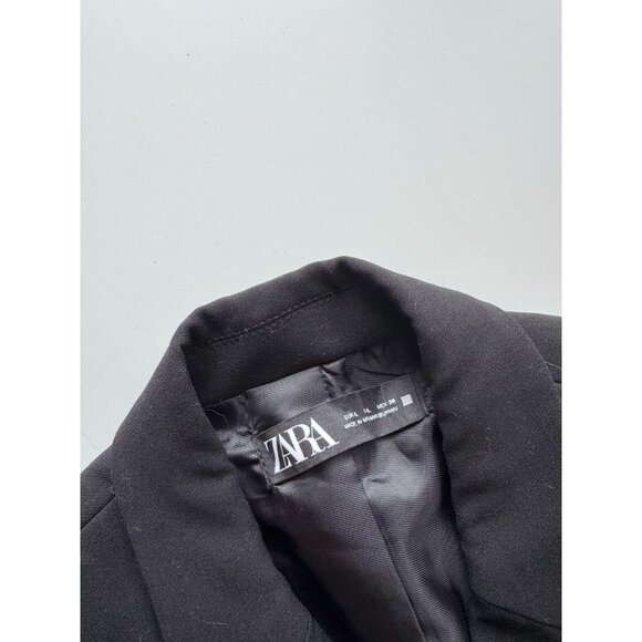 ZARA Black Crepe Oversized Single Breasted Cropped Blazer Suit Jacket, Size L - Picture 10 of 12